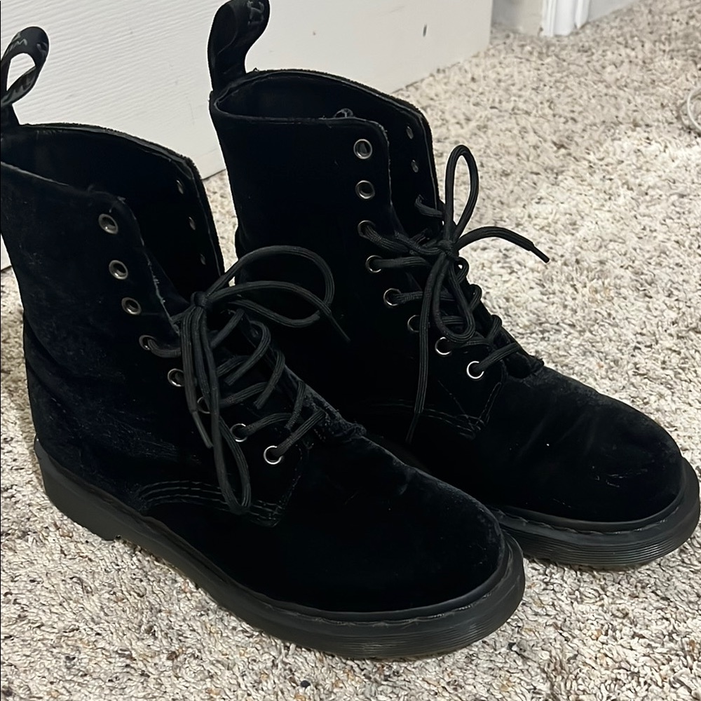 Dr Marten's Black Velvet Boots